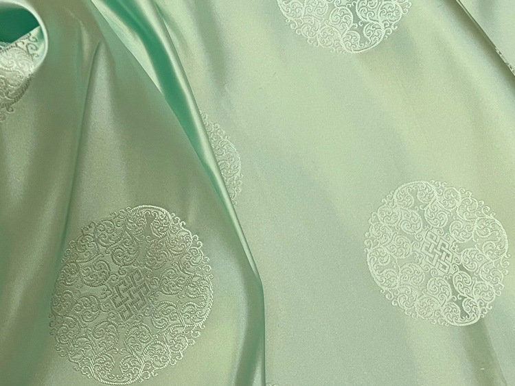 Mint Green Silk Brocade Fabric: Chinese Cheongsam Costume Material