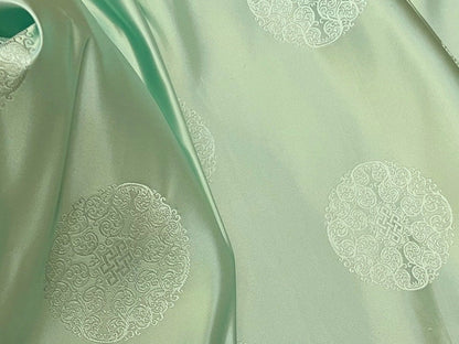 Mint Green Silk Brocade Fabric: Chinese Cheongsam Costume Material