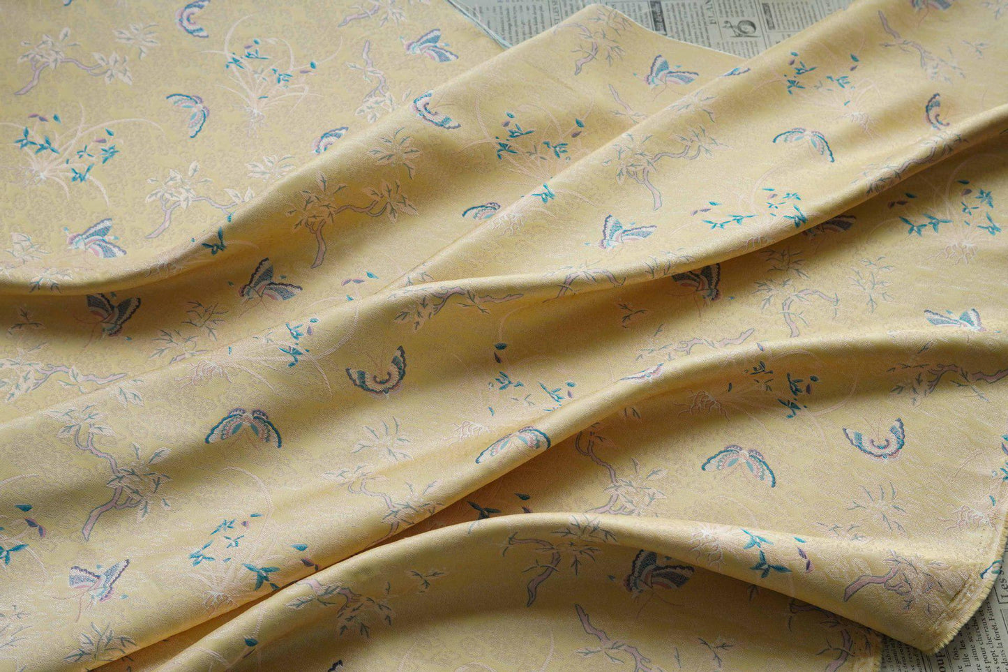 Song Brocade Fabric: Gold Butterfly Jacquard, Cheongsam Sewing Material