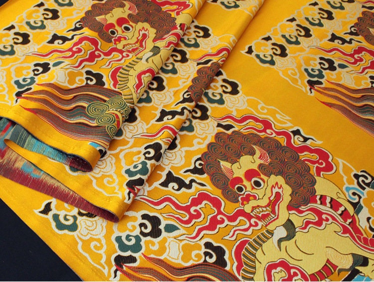 Tibetan Kirin Fabric: Silk Rayon Blend, Dharma Pad Upholstery