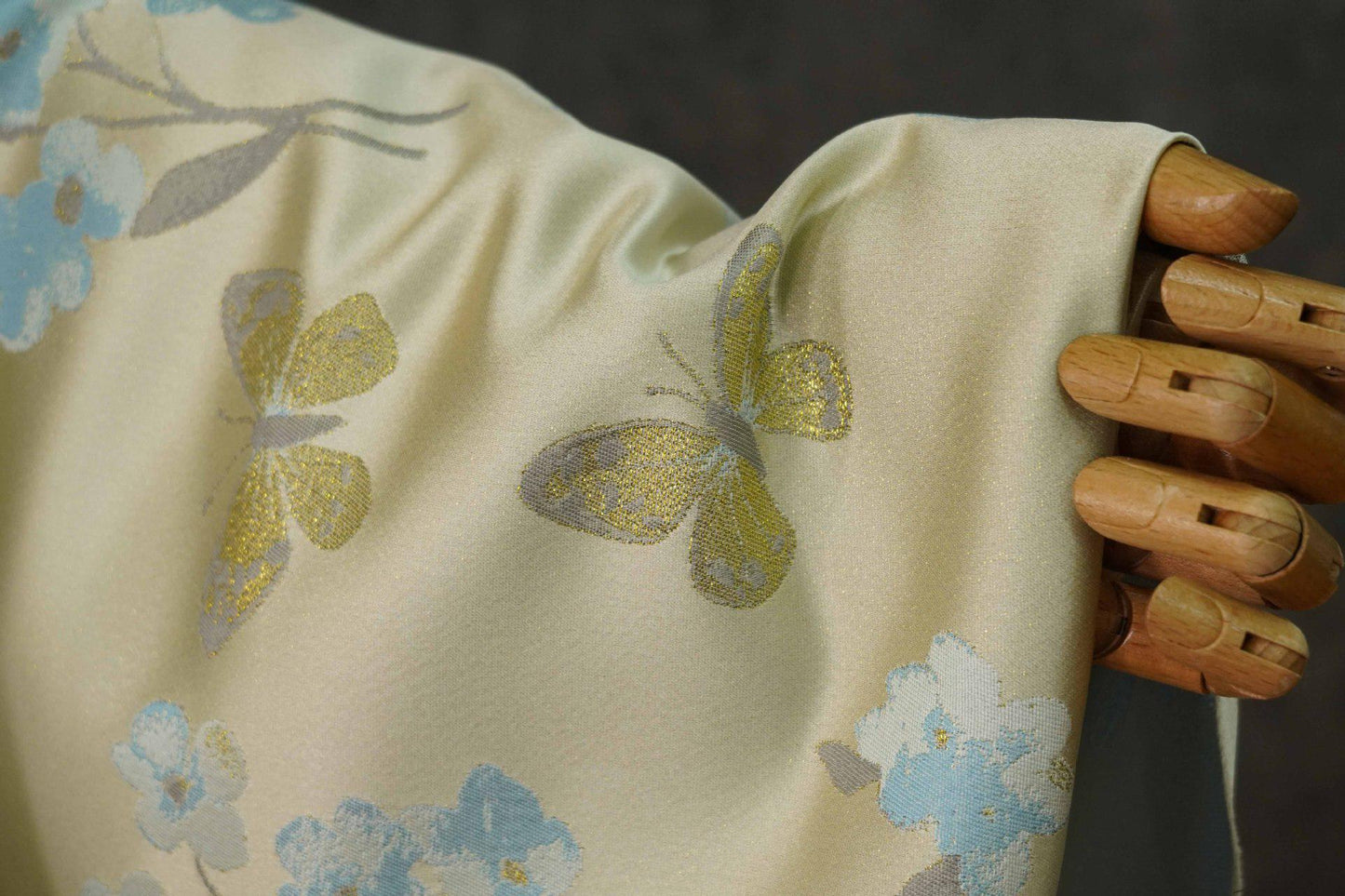 Gold Butterfly Brocade Fabric: Plum & Pale Gold Jacquard - 59" Wide