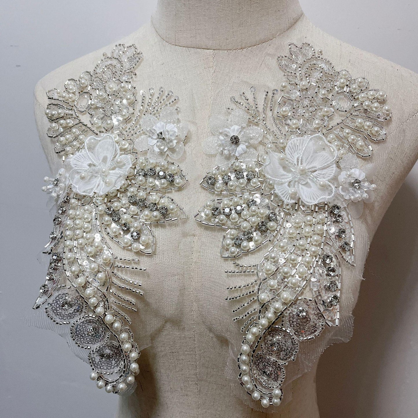 Embroidered Lace Trim: Beaded Sequins, Bridal Wedding Dress, By The Yard
