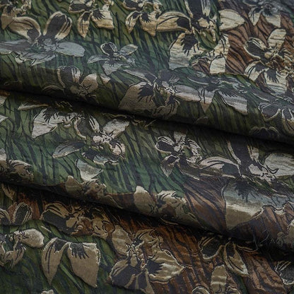 Gold Thread Jacquard Fabric: 3D Flower Design, Upholstery & Costume