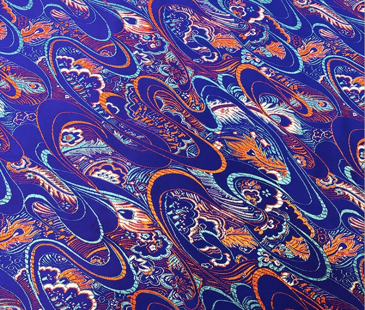 Phoenix Tail Silk Brocade Fabric: 29.5"W Upholstery & Sewing