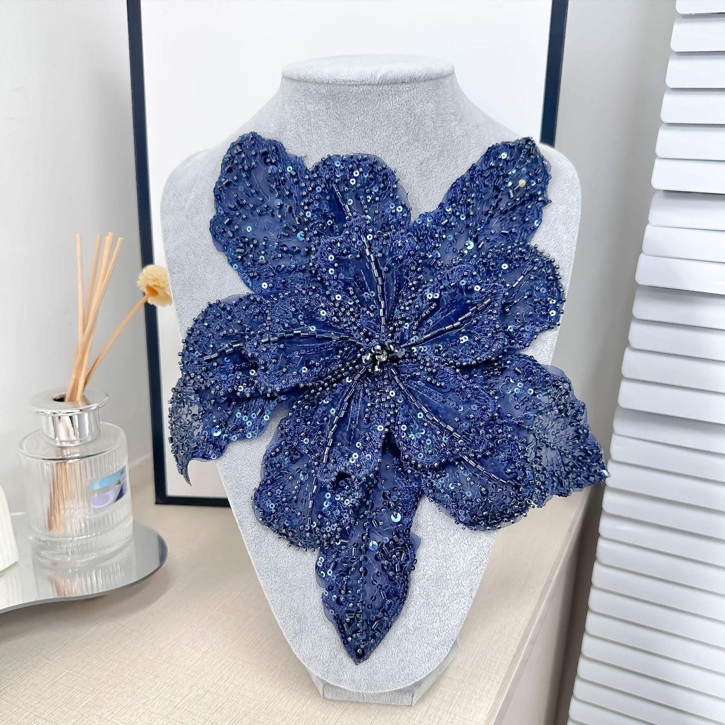 3D Floral Lace Appliqu�� ��� Beaded Sequin Flower Patch, Se