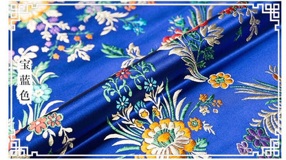 Tissu brocart de soie : motif floral de bégonia, tissu de mariage chinois