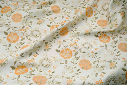 Tissu brocart champagne à motif floral : jacquard chinois, largeur 150 cm