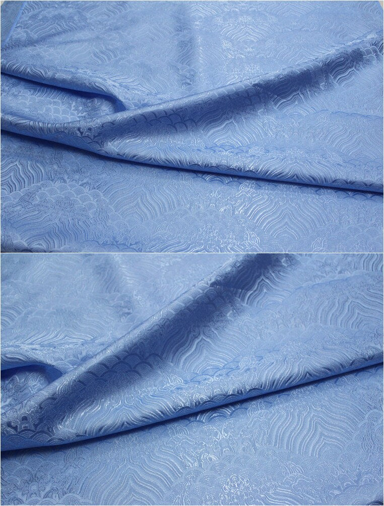 Ocean Waves Silk Rayon Brocade Fabric: Upholstery, Costume, Decor