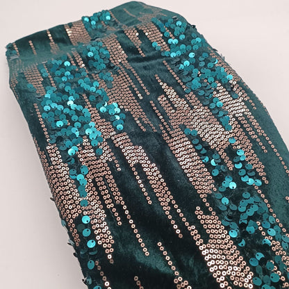 Colorful Sequin Lace Fabric: 49"W Gradient Beaded Mesh, DIY Sewing