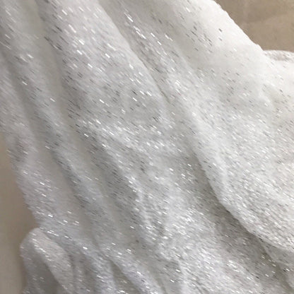 Glitter Lace Fabric: Shiny White Bronzing Foil on Tulle (51"W)