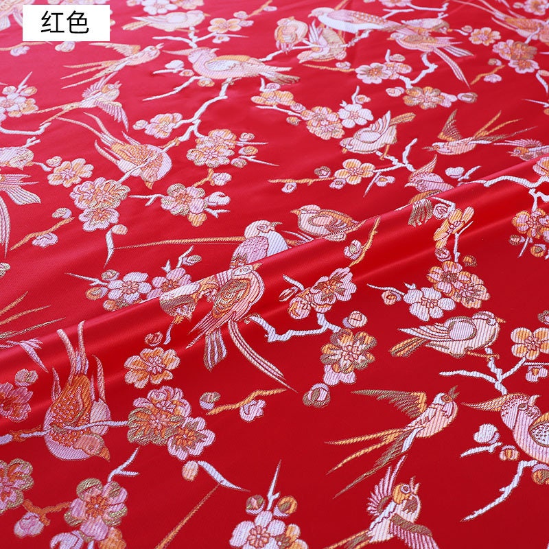 Bird Pattern Rayon Brocade Fabric: 57"W Cheongsam Costume Material