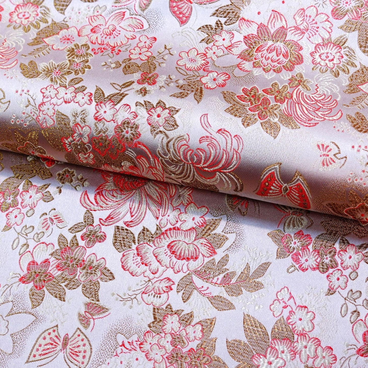 Butterfly Brocade Fabric: 45"W Silk Rayon Blend, Costume Decor