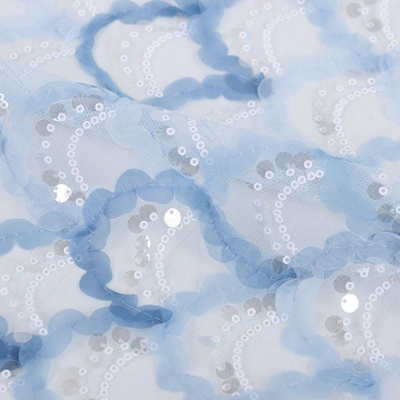 48" Sequin Embroidery Lace Fabric: Bridal, Wedding, Prom Decor