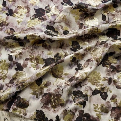 Gold Thread Jacquard Woven Cotton Fabric: 3D Embossed Texture, 53" Wide