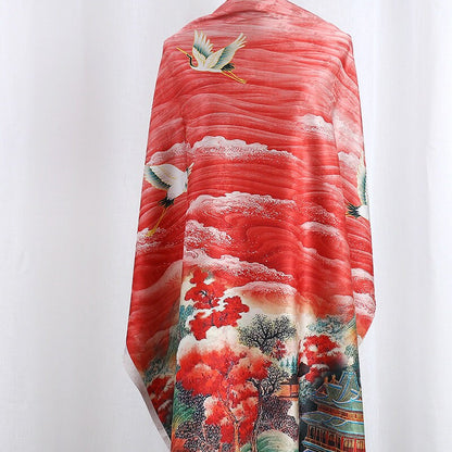 Crane Silk Damask Fabric: 59"W Digital Print Satin