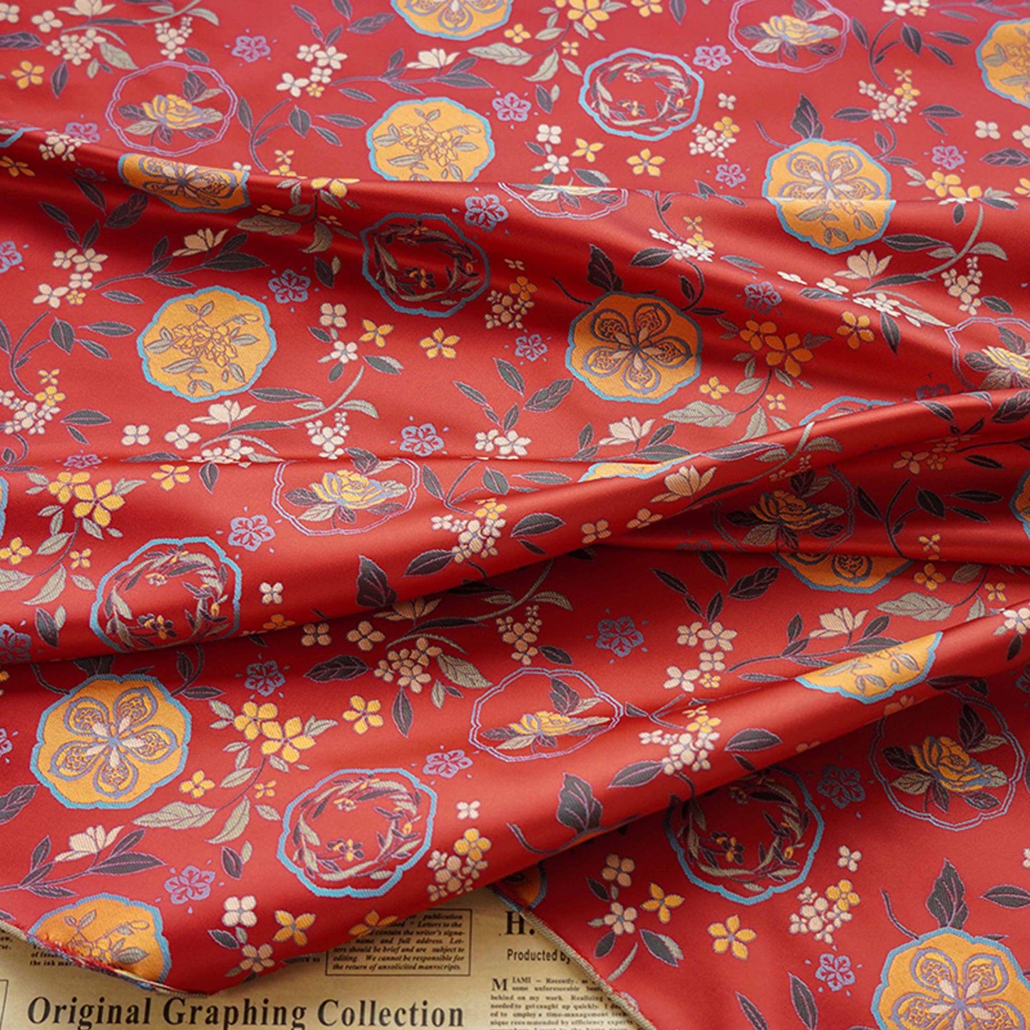 Floral Brocade Fabric: 63"W Rayon Damask for Sewing & Upholstery