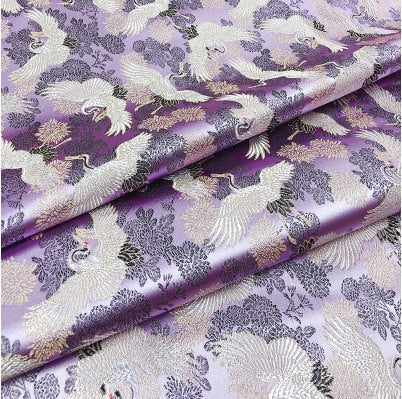 Crane Brocade Fabric: Colorful Silk Rayon Blend, 29.5" Wide