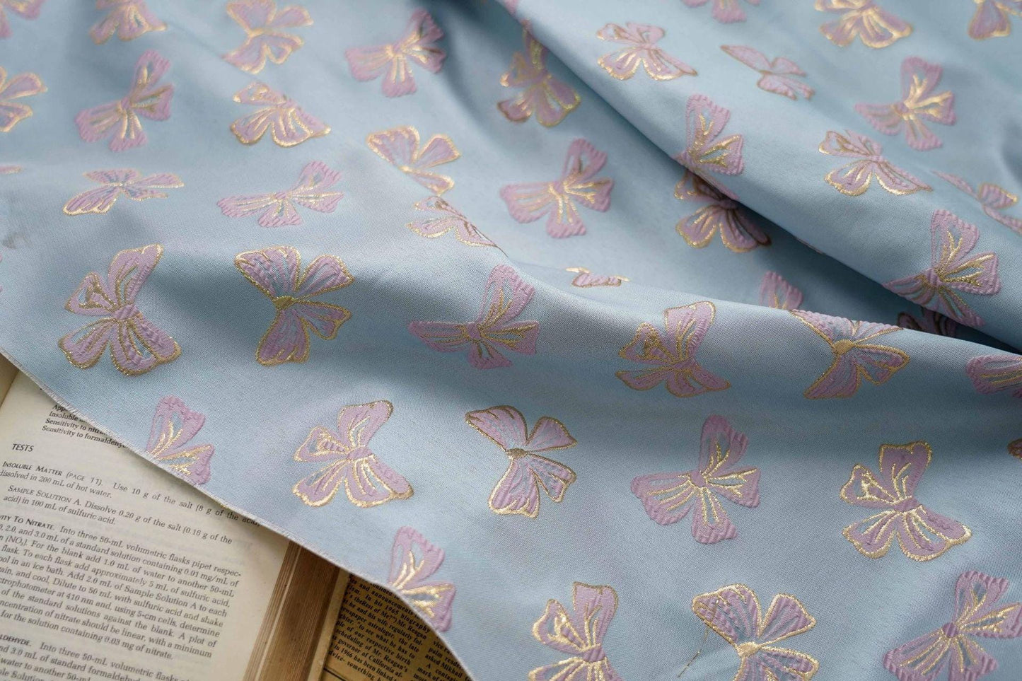 Butterfly Jacquard Fabric: Gold Thread Rayon Blend, 59" Wide By The Meter