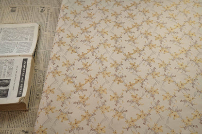 Beige Metallic Floral Jacquard Fabric: Reversible Woven Upholstery, 63"W
