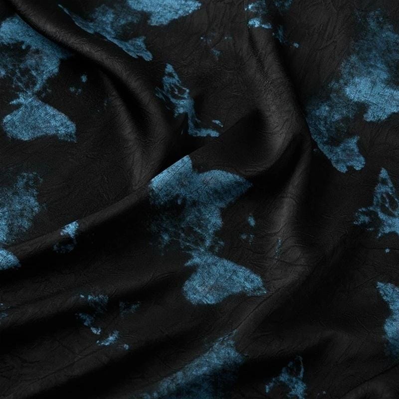 Blue Butterfly Tea Silk Satin Fabric: 58"W Rayon Blend