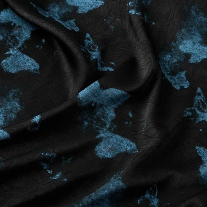 Blue Butterfly Tea Silk Satin Fabric: 58"W Rayon Blend