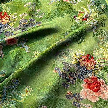 Rayon Silk Jacquard Xiangyun Fabric ��� Handmade Bisha Cuiyu Traditional Chinese Textile for Dress, Qipao, Craft, Sewi"W