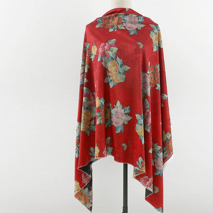 Floral Jacquard Rayon Fabric: 59"W Tea Silk, Costume & Decor
