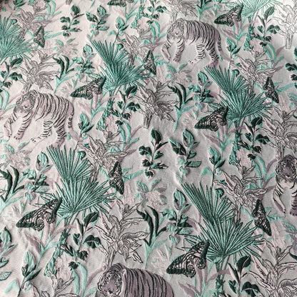 Tissu jacquard tigre : revêtement d’ameublement gaufré de fil doré, 160 cm de large