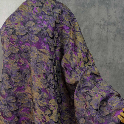 Floral Jacquard Fabric | Purple Abstract Woven Upholstery, 63"W