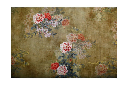 Peony Flower Print Ramie Fabric: Natural Fiber Sewing Material