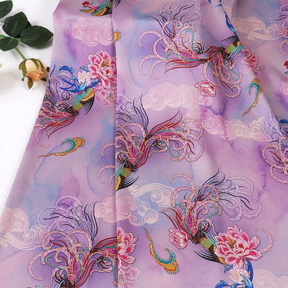 Tissu satin de soie acétate Xiangyun Tea : rideau imprimé numériquement, 150 cm de large