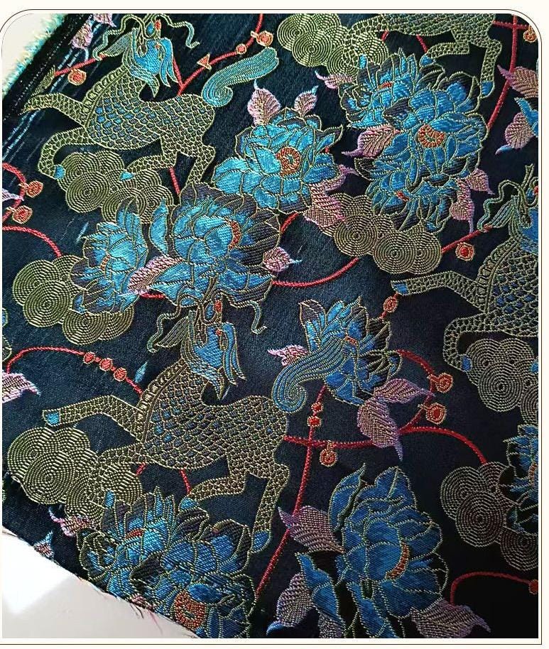 Kirin Peony Brocade Fabric ��� Color-Woven Jacqua"W