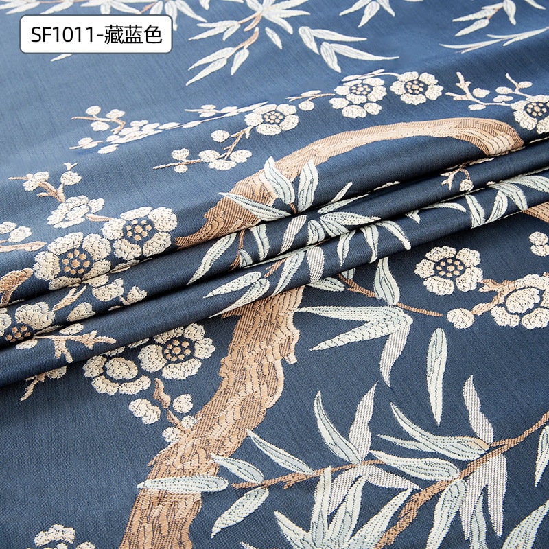 Bamboo Jacquard Fabric: Floral Upholstery, Costume & Decor - 58"W