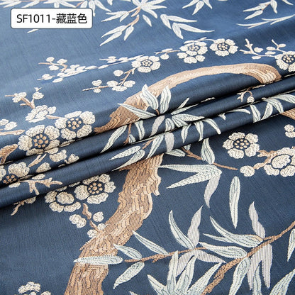 Bamboo Jacquard Fabric: Floral Upholstery, Costume & Decor - 58"W