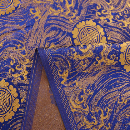 Blue & Gold Brocade Fabric: Chinese Cheongsam Costume Material
