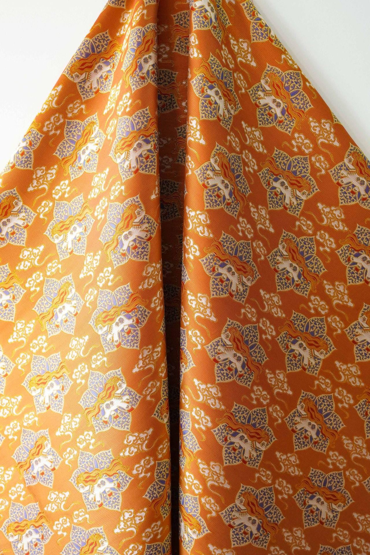 Tissu brocart Song avec jacquard à fils d'or | Brocart de soie chinois de luxe | Tissu à motif impérial traditionnel, 150 cm de large