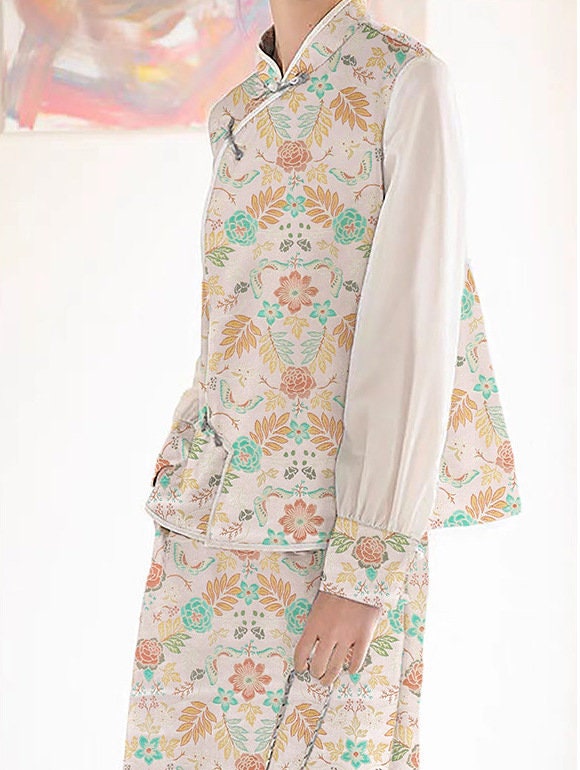 Floral Silk Brocade Fabric: 55" Wide Sewing Material