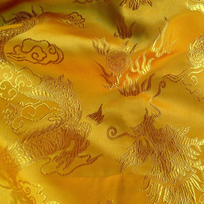 Tissu brocart Dragon d'or : satin jacquard chinois, tissu pour la couture et la décoration intérieure