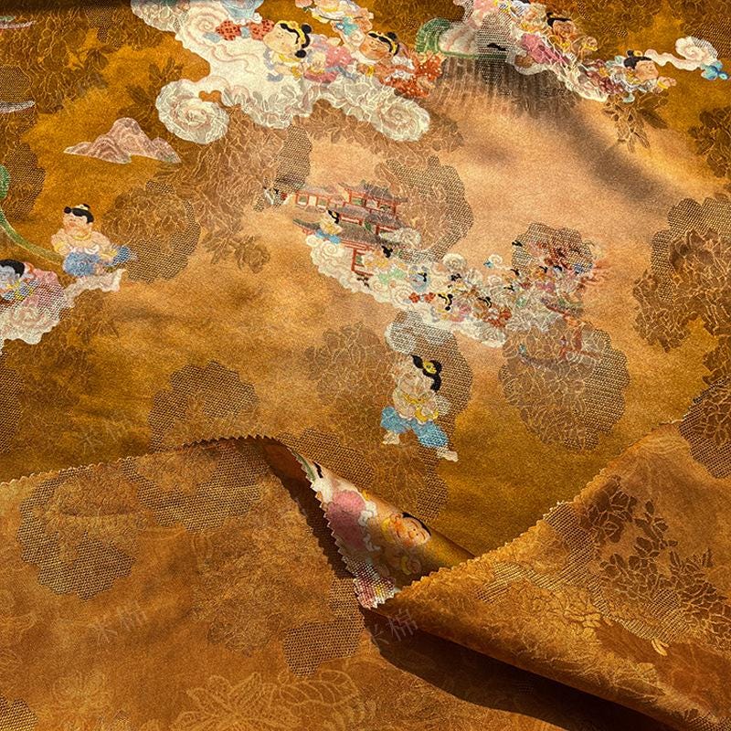 Jacquard Xiangyun Rayon Silk Fabric, Xianque Spring"W