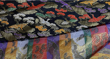 Silk Brocade Fabric: Japanese Crane Jacquard Satin, Home Decor
