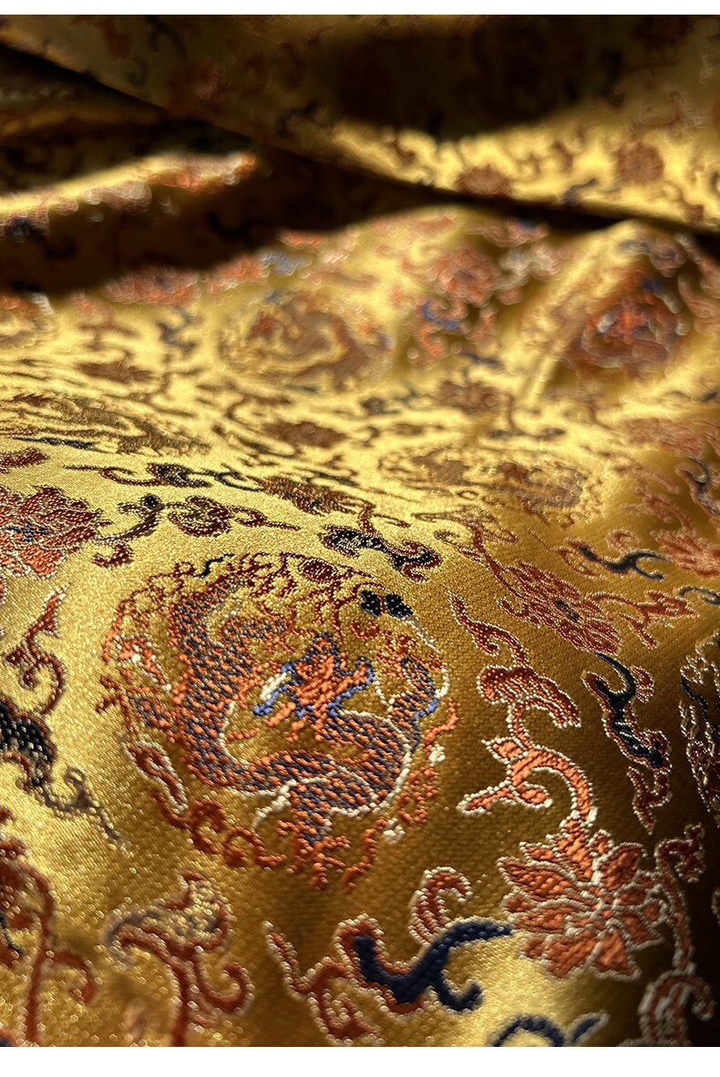 Dragon Silk Brocade Fabric: 57"W Chinese Emperor Robe Material