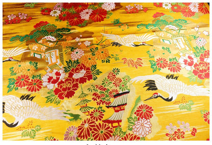 Crane Jacquard Satin Fabric: Birds Pattern Brocade, Costume Decor