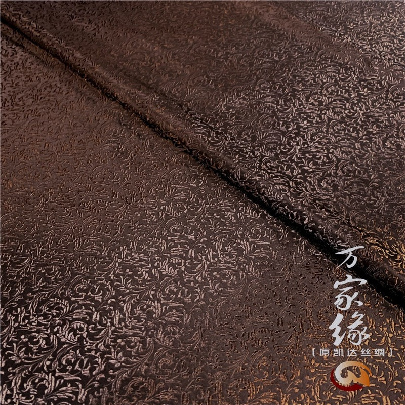 Wheat Silk Brocade Fabric: Jacquard Damask, Upholstery & Costume (29.5"W)