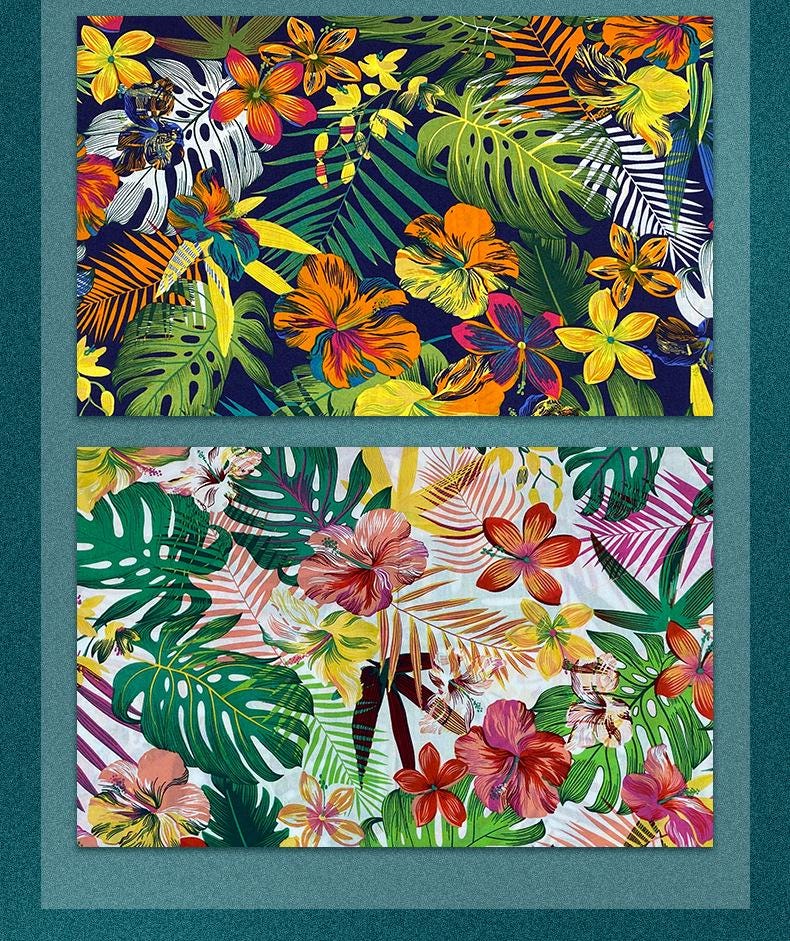 Tropical Floral Cotton Fabric: Sewing, Quilting, Upholstery (58"W)