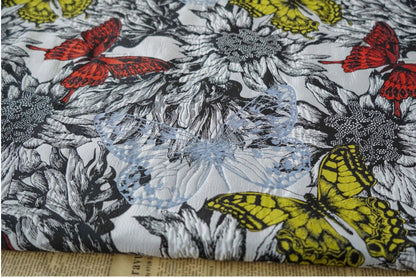 Butterfly Jacquard Fabric: Retro Drapery, Upholstery, Costume - 60"W