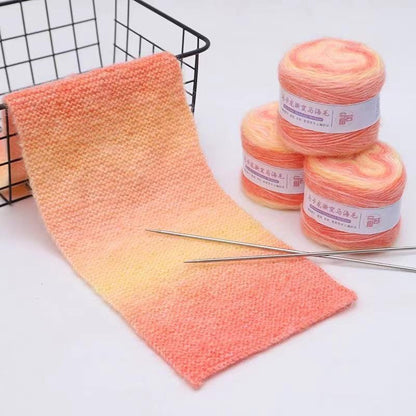 Rainbow Hand-Dyed Mohair Silk Yarn: Gradient Lace Knitting Wool