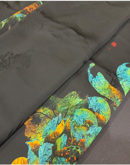 Black Lotus Mulberry Silk Fabric: 40 Momme, 55" Wide