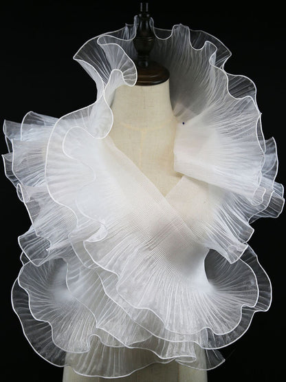 Pleated Ruffle Organza Fabric: 3D Folds, Stiff Texture, 15cm Wide