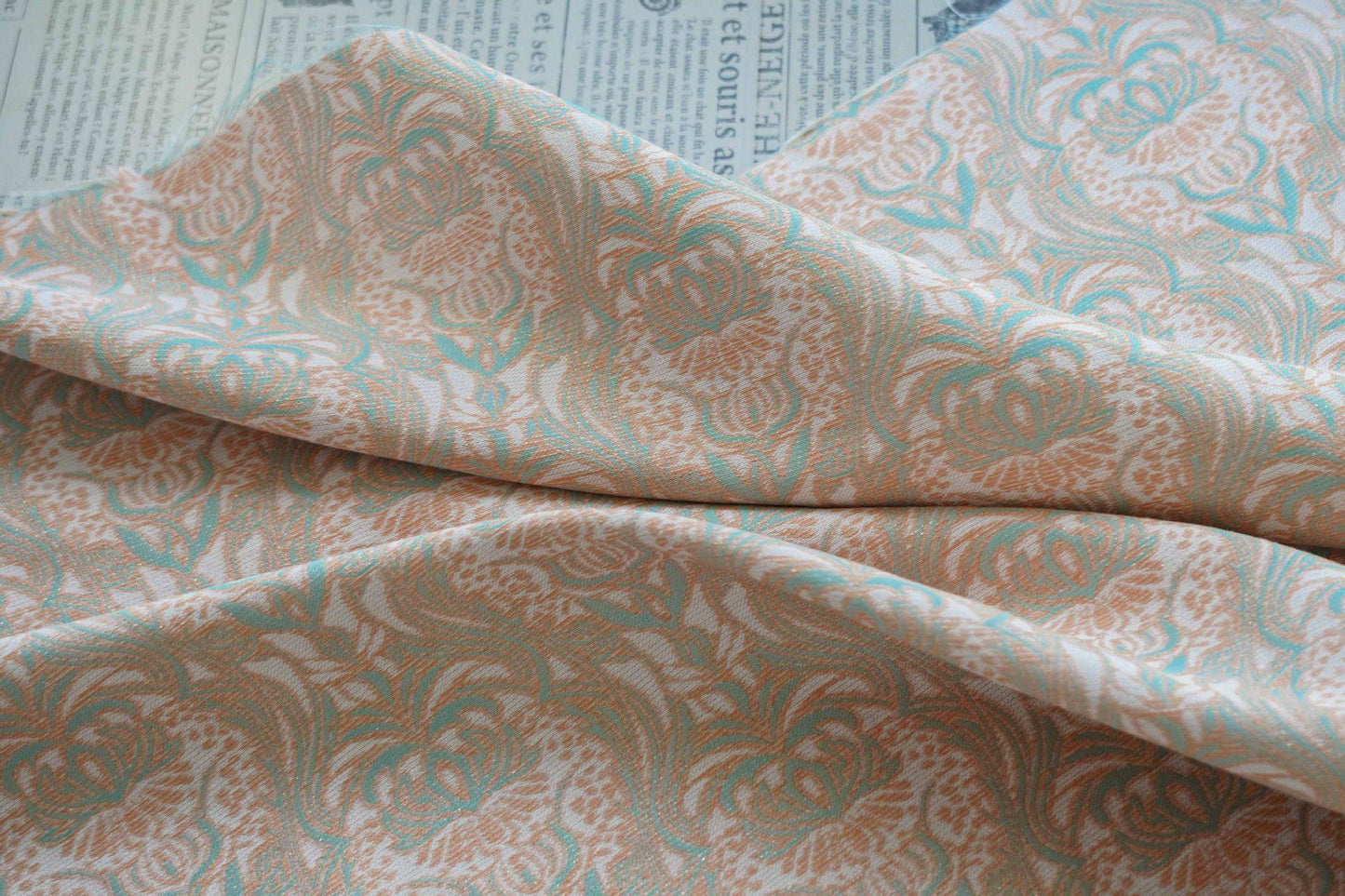 Gold Vine Jacquard Fabric: Luxury Upholstery & Drapery - 55"W