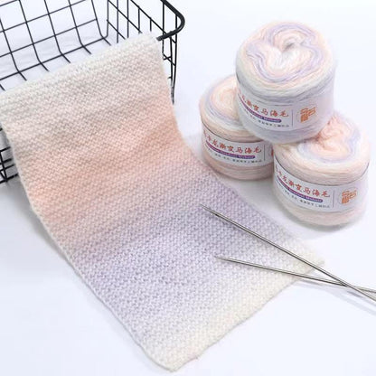 Rainbow Hand-Dyed Mohair Silk Yarn: Gradient Lace Knitting Wool